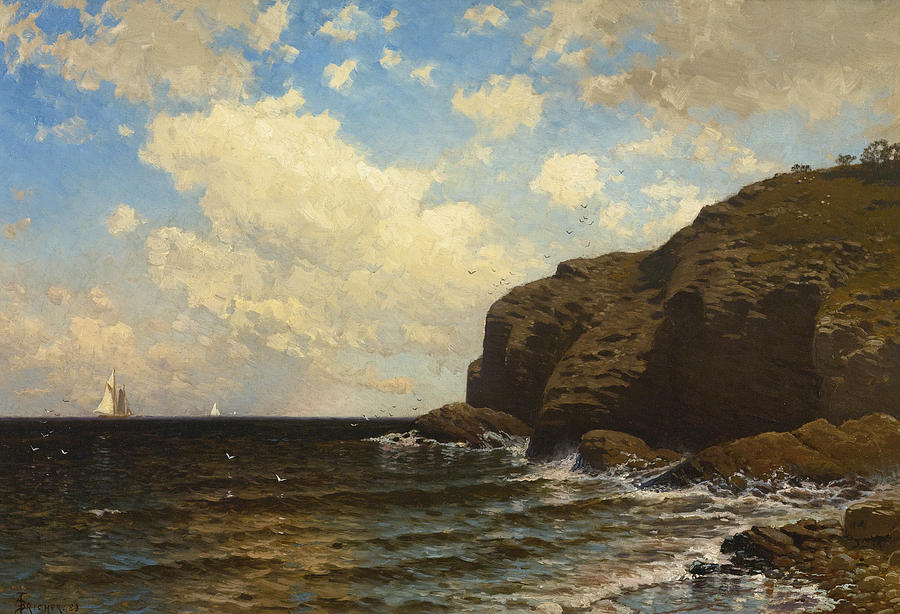 Rocky Coast with Breaking Wave Painting by Alfred Thompson Bricher