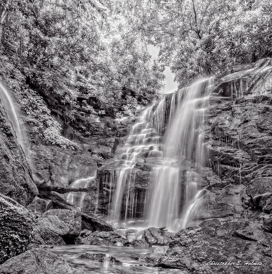 Rocky Falls - BW Photograph by Christopher Holmes