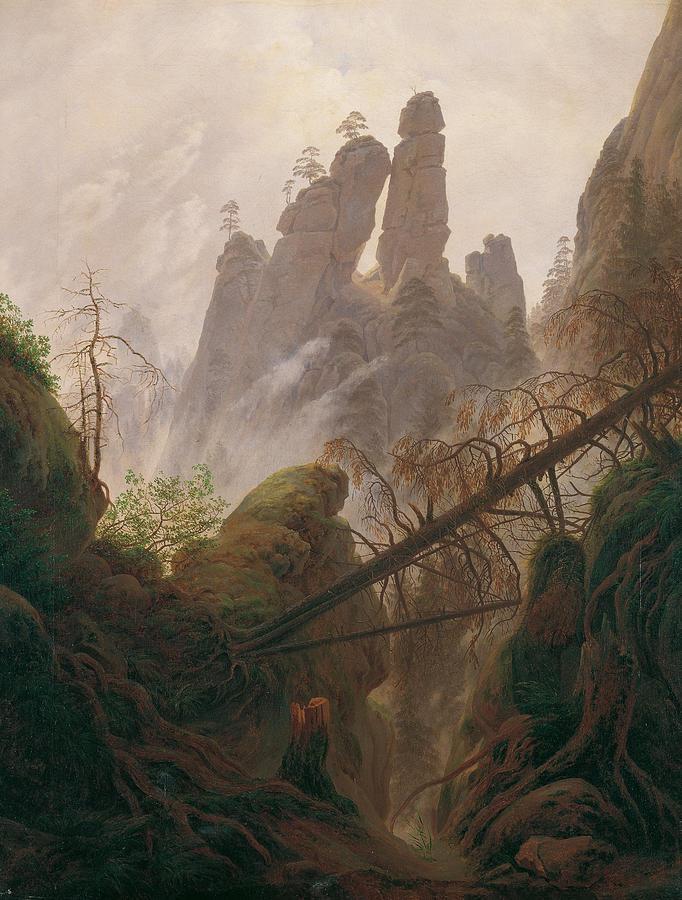Rocky Landscape in the Elbe Sandstone Mountains  Painting by Celestial Images
