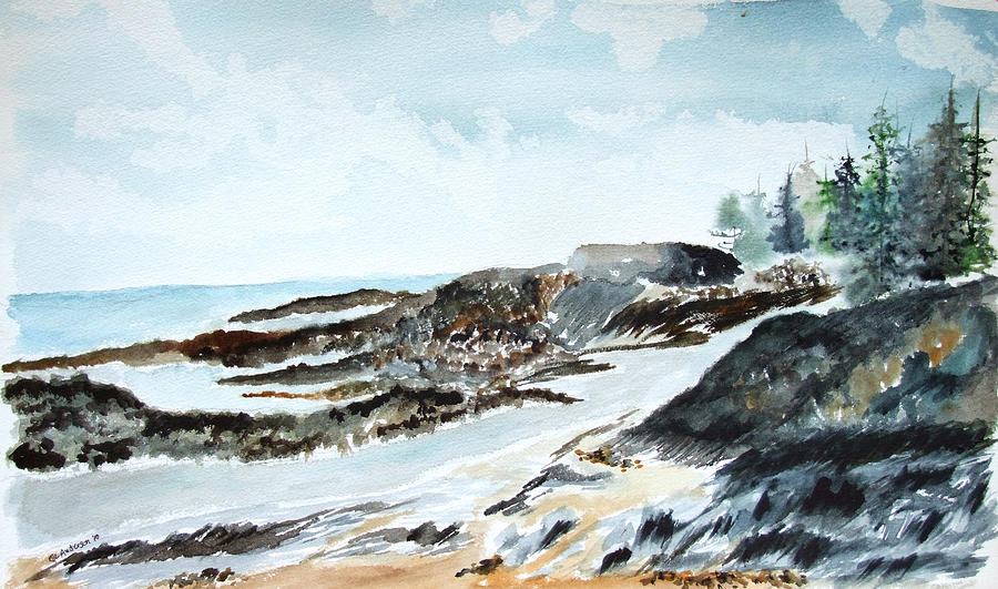 Rocky Maine beach Painting by Jan Anderson - Fine Art America