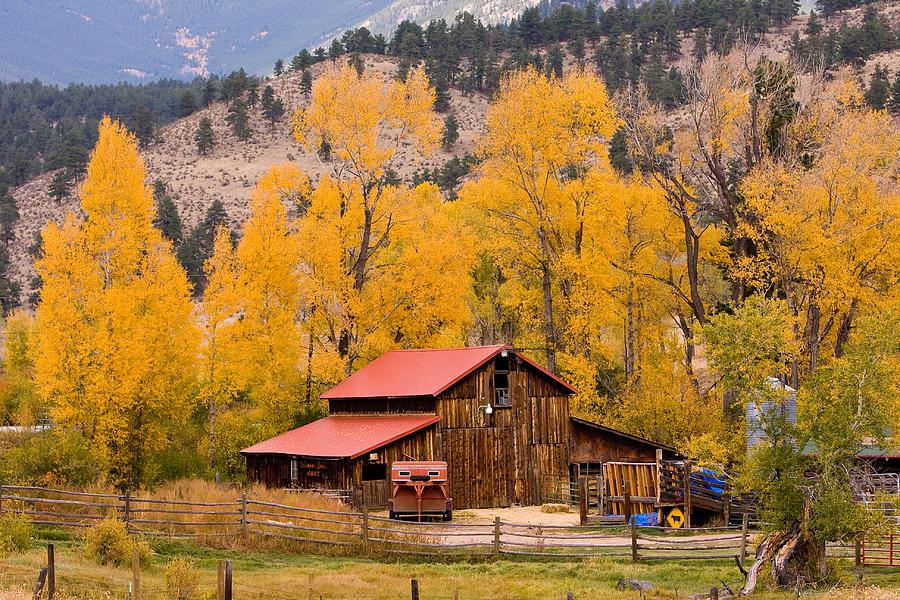 Barn Photograph - Rocky Mountain Autumn Ranch Landscape by James BO Insogna