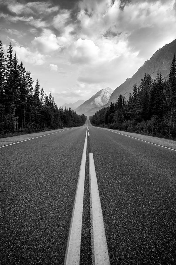 Rocky Mountain Highway Black and White Photograph by Matt Hammerstein