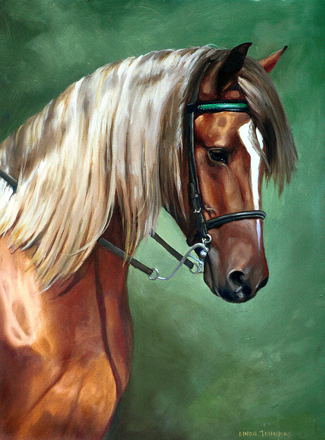 Rocky Mountain Horse Painting by Linda Tenukas