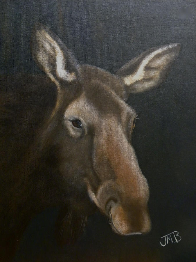 Moose Painting - Rocky Mountain House Moose by Janice M Booth Moose Painting - Rocky Mountain House Moose by Janice M Booth