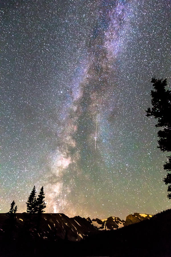 Rocky Mountain Milky Way And Falling Star Photograph