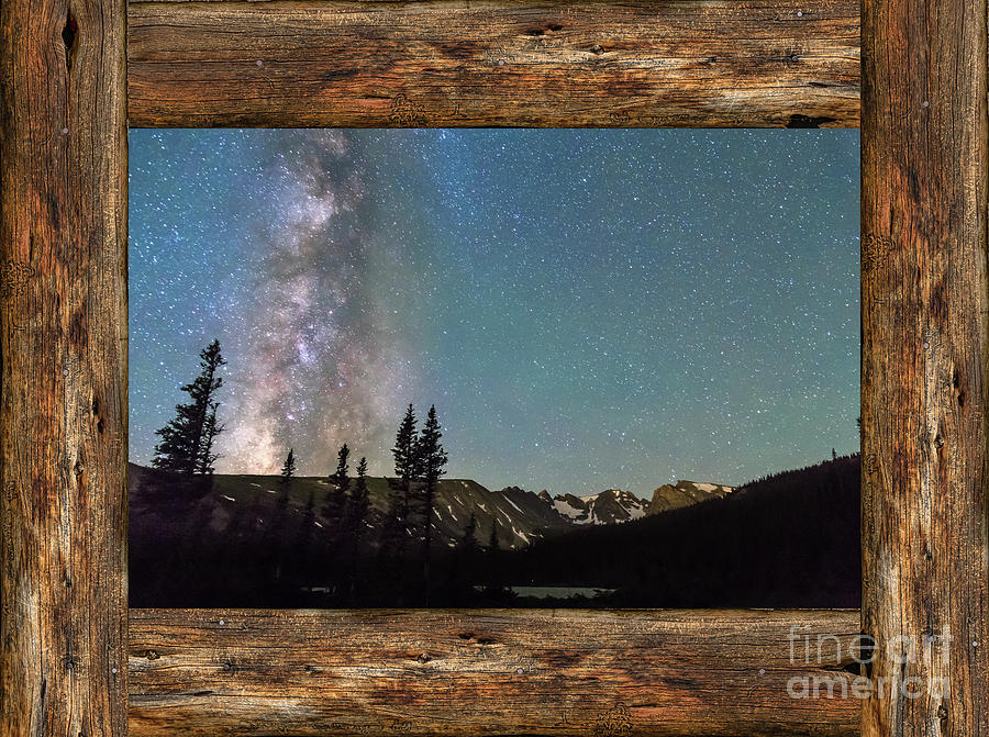 Rocky Mountain Milky Way Rustic Wood Window View Photograph by James BO Insogna