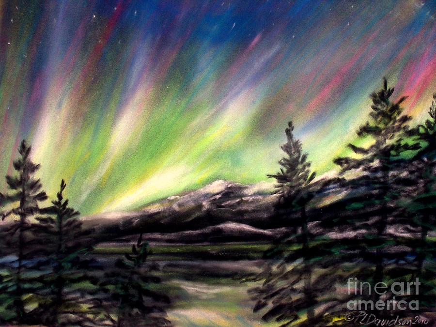 Rocky Mountain Northern Lights  Pastel by Pat Davidson