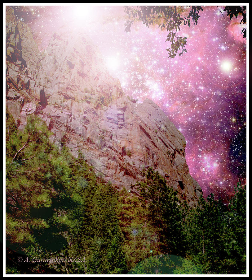 Rocky Mountain Starry Night, Fantasy Image Photograph by A Macarthur Gurmankin