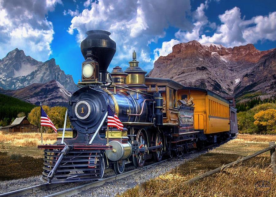 Rocky Mountain Train Painting by Ron Chambers