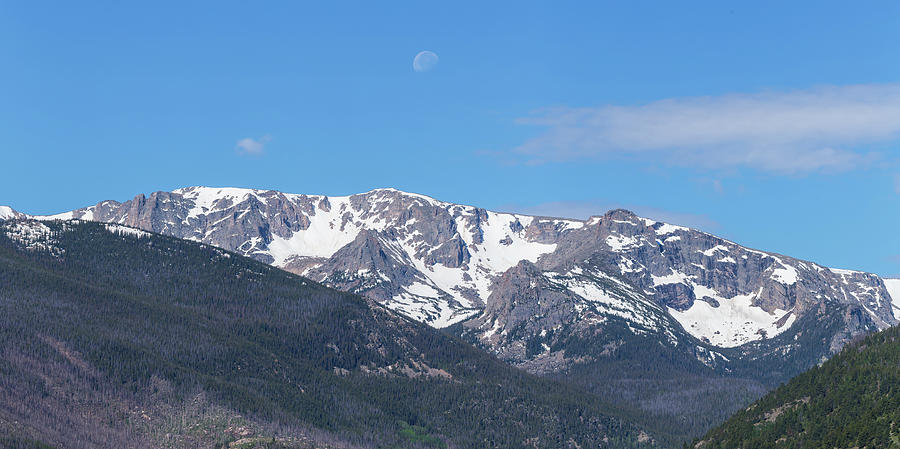 Rocky Mountain Waning Gibbous Moon Set Photograph
