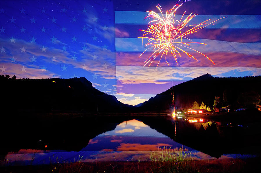 Rocky Mountains American Fireworks Show Photograph by James BO Insogna