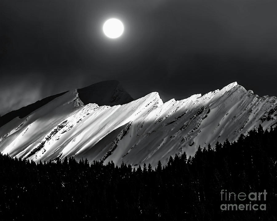 Rocky Mountains in Moonlight Photograph by Elaine Hunter