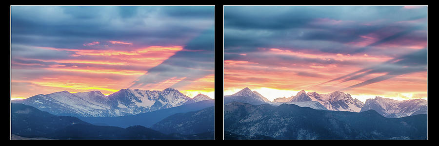 Rocky Mountains Sunset Waves Panorama Collage Photograph