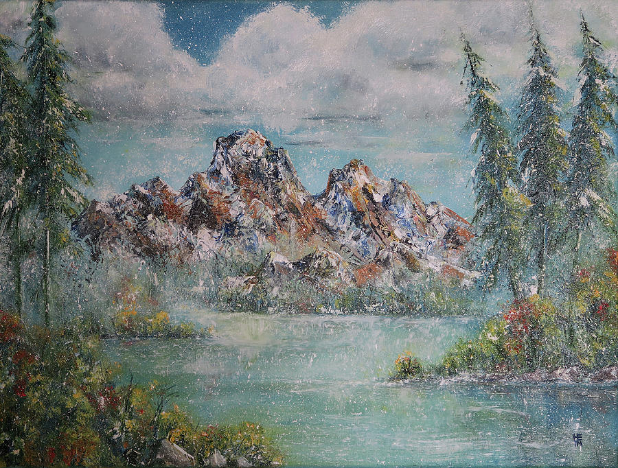 Rocky Mountains - First Snowfall Painting by Shirley Heyn
