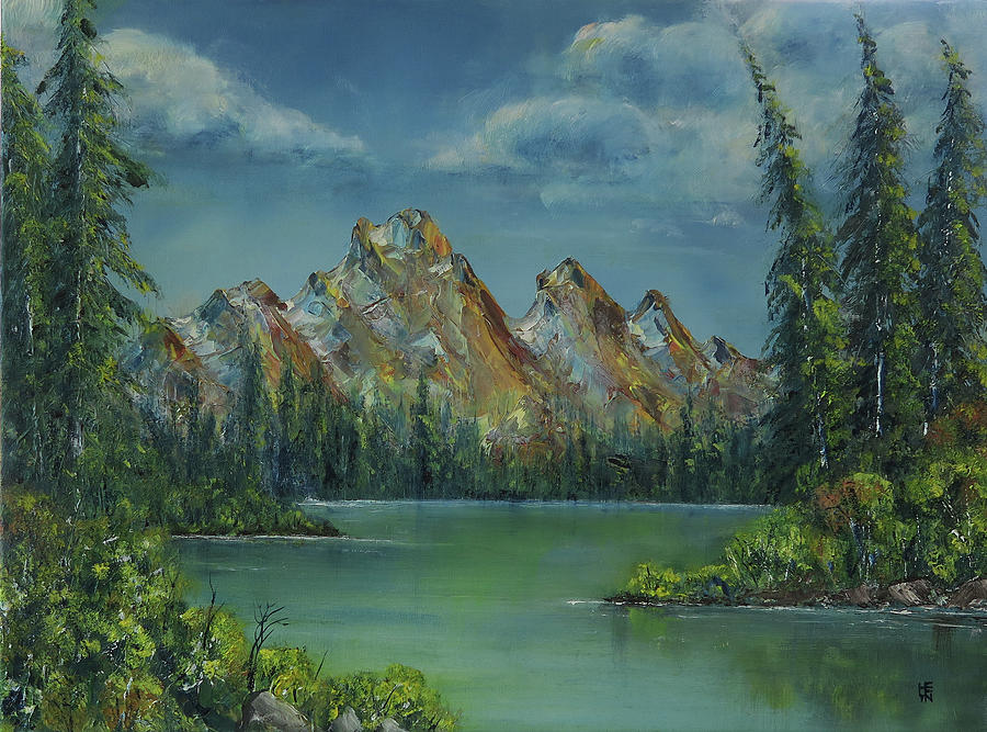 Rocky Mountains - Summer Lake Painting by Shirley Heyn