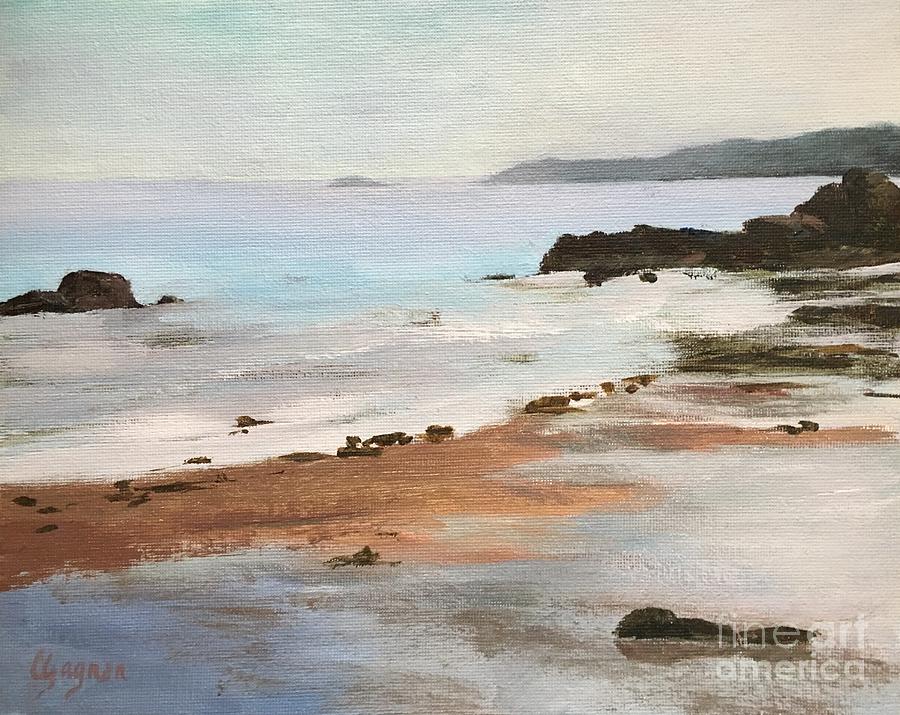 Rocky Neck Beach at Sunset Painting by Claire Gagnon