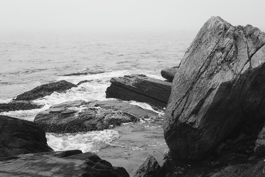 Rocky New England Coastline on a Foggy Day Photograph by Andrew Pacheco