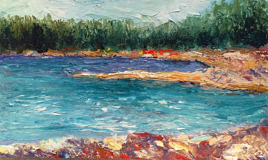 Rocky Point Breeze at Bass Lake Painting by Shannon Grissom