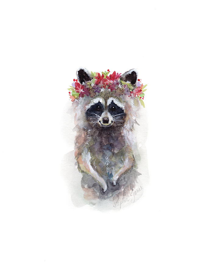 Flower Painting - Rocky Raccoon by Stephie Jones