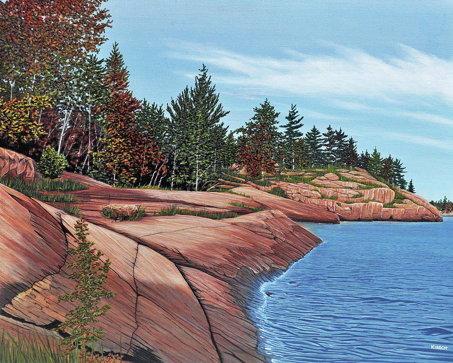 Rocky River Shore Painting by Kenneth M Kirsch