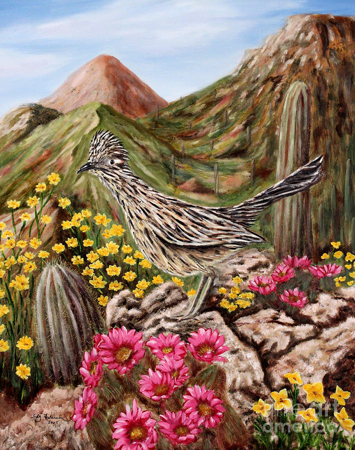 Bird Painting - Rocky Road Runner by Judy Filarecki