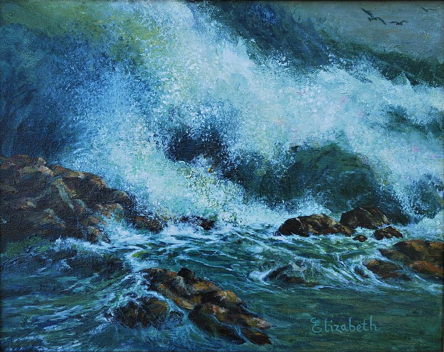 Rocky Sea Splash Painting by Beth Maddox - Fine Art America