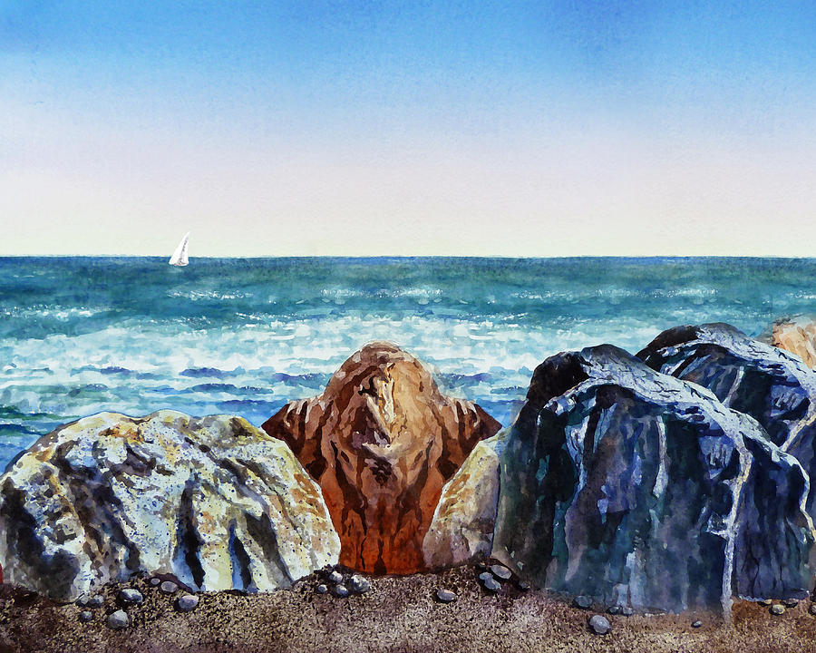 Rocky Shore  Painting by Irina Sztukowski