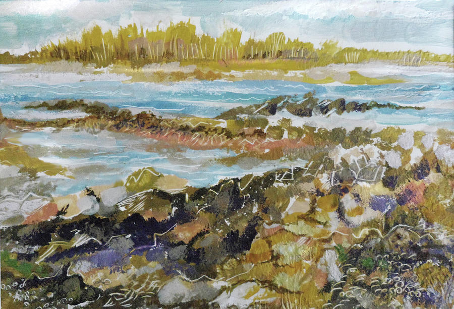 Rocky Shore Painting by Jean Batzell Fitzgerald