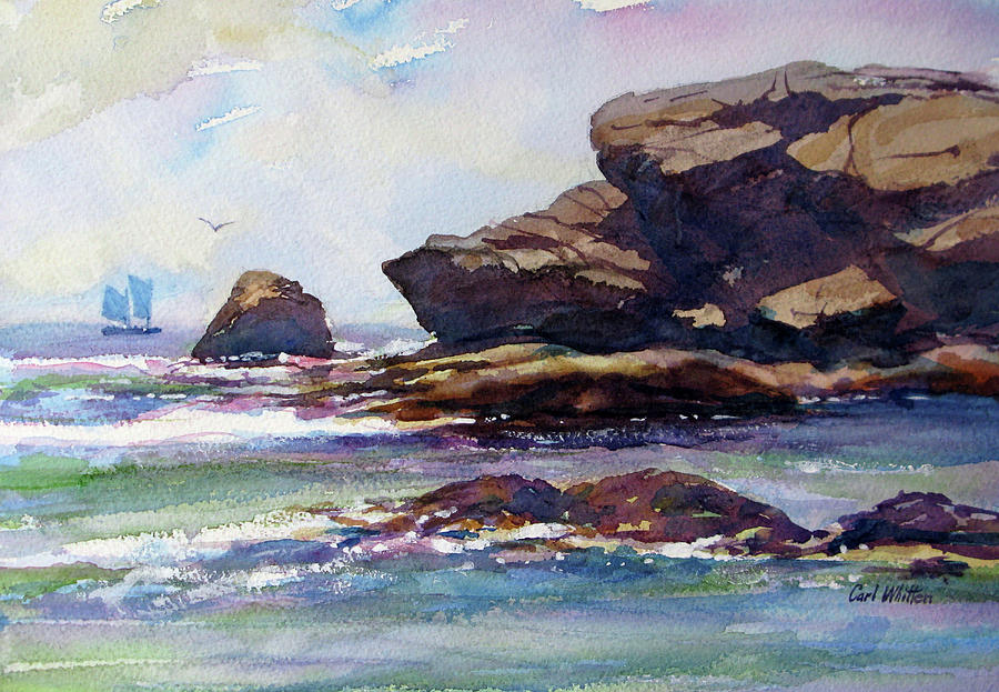 Gloucester Painting - Rocky Shore - Good Harbor Beach by Carl Whitten