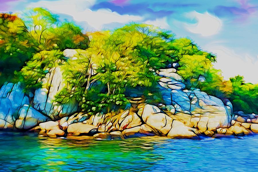 Rocky shore Painting by Lilia S