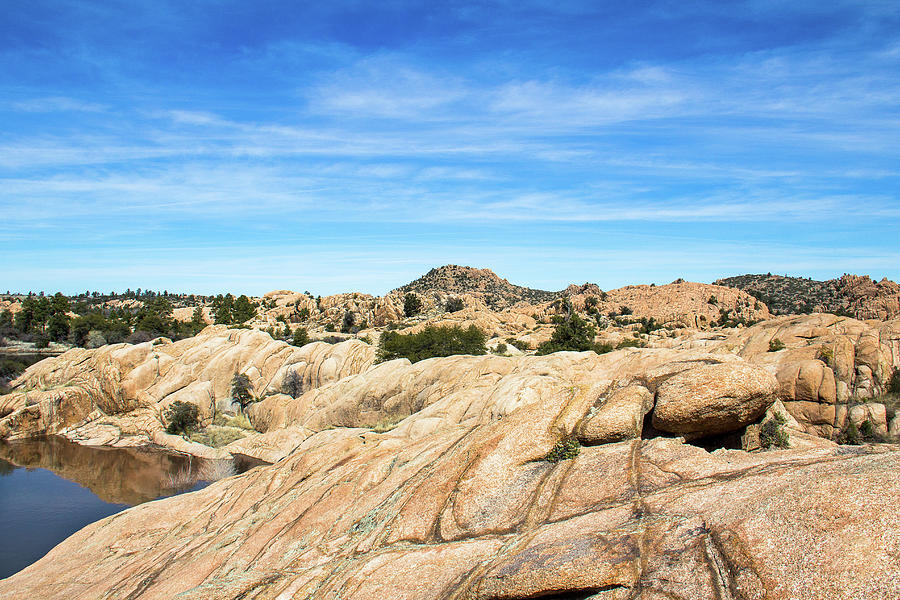 Rocky Shore of Willow Lake, Prescott Arizona Photograph by Amy Sorvillo