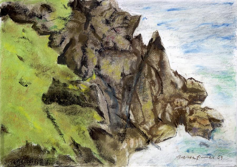 Rocky Shore Pastels Painting by Kathleen Barnes