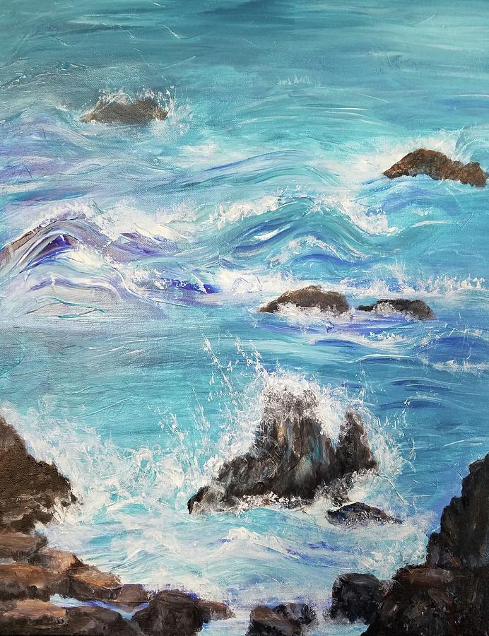 Rocky Shore Painting by Sandra Borrmann