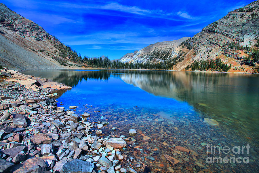 Landscape Photograph - Rocky Shores Of Crypt Lake by Adam Jewell