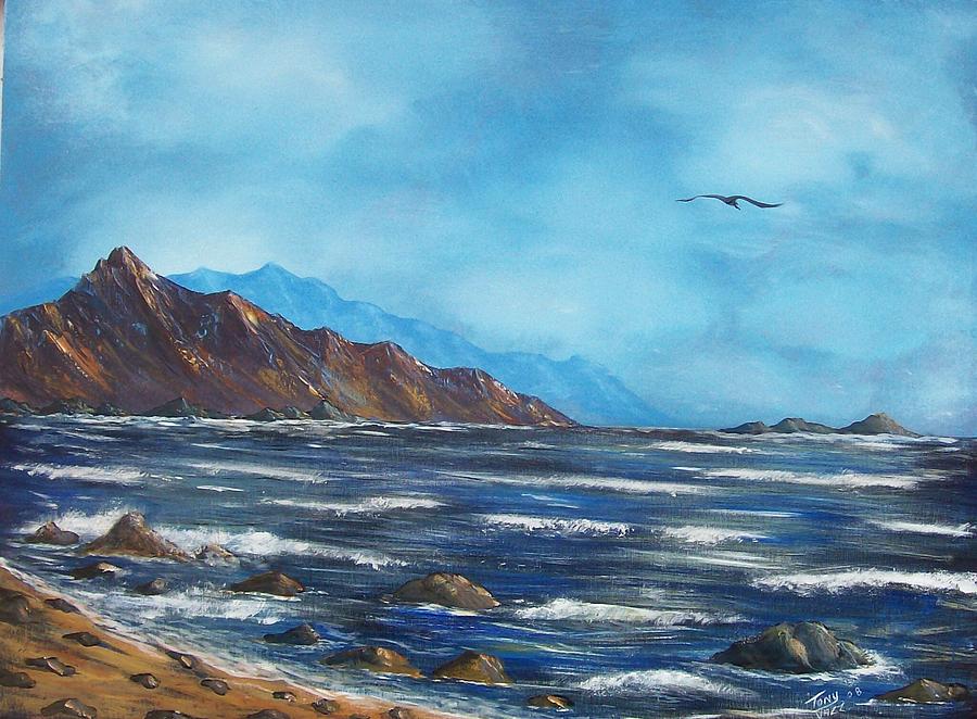 Seagull Painting - Rocky Shores by Tony Rodriguez