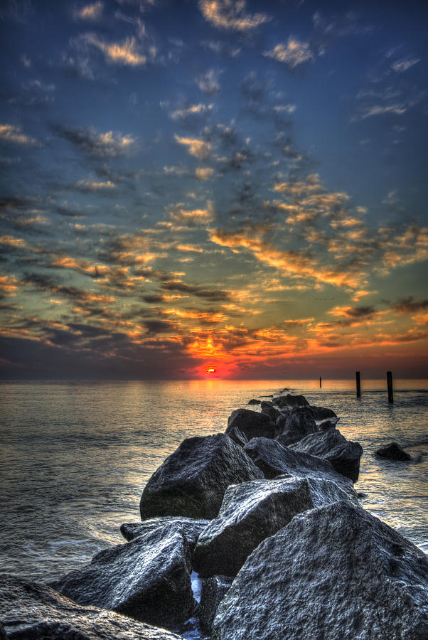 Rocky Sunrise Tybee Island 2 Photograph by Reid Callaway