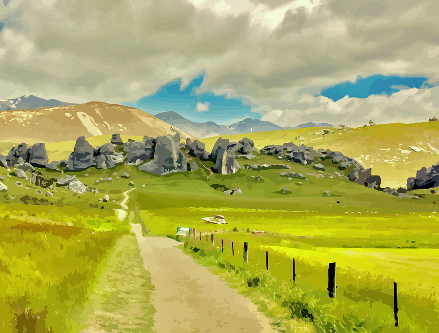 Rocky Terrain New Zealand Mixed Media by Clive Littin - Fine Art America