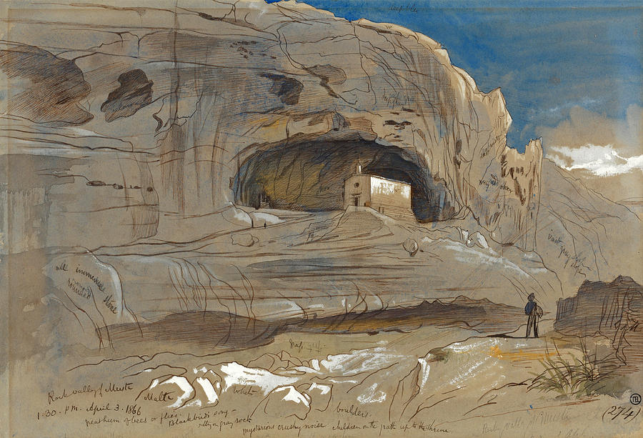 Rocky Valley of Mosta. Malta. 1.30 p.m.3 April 1866 Drawing by Edward Lear