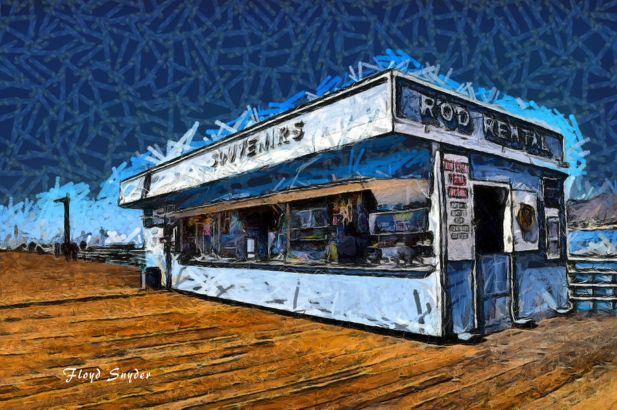 Rod Rental At The Pismo Beach Pier Digital Painting Photograph by Floyd Snyder