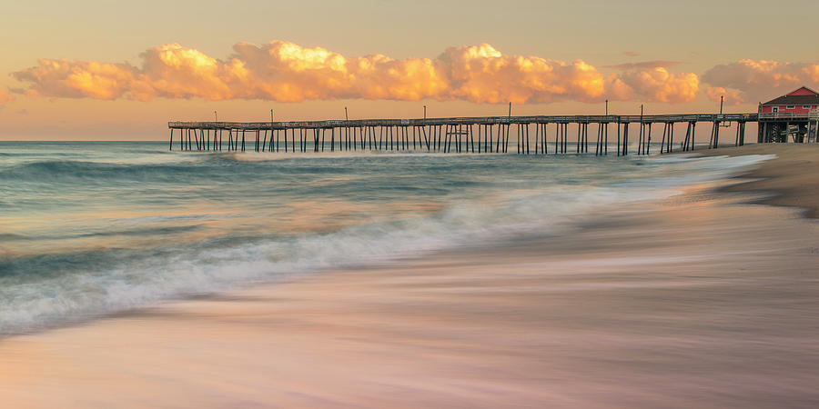 Rodanthe Fishing Pier Sunset on the Outer Banks in Carolina Panorama Photograph by Ranjay Mitra
