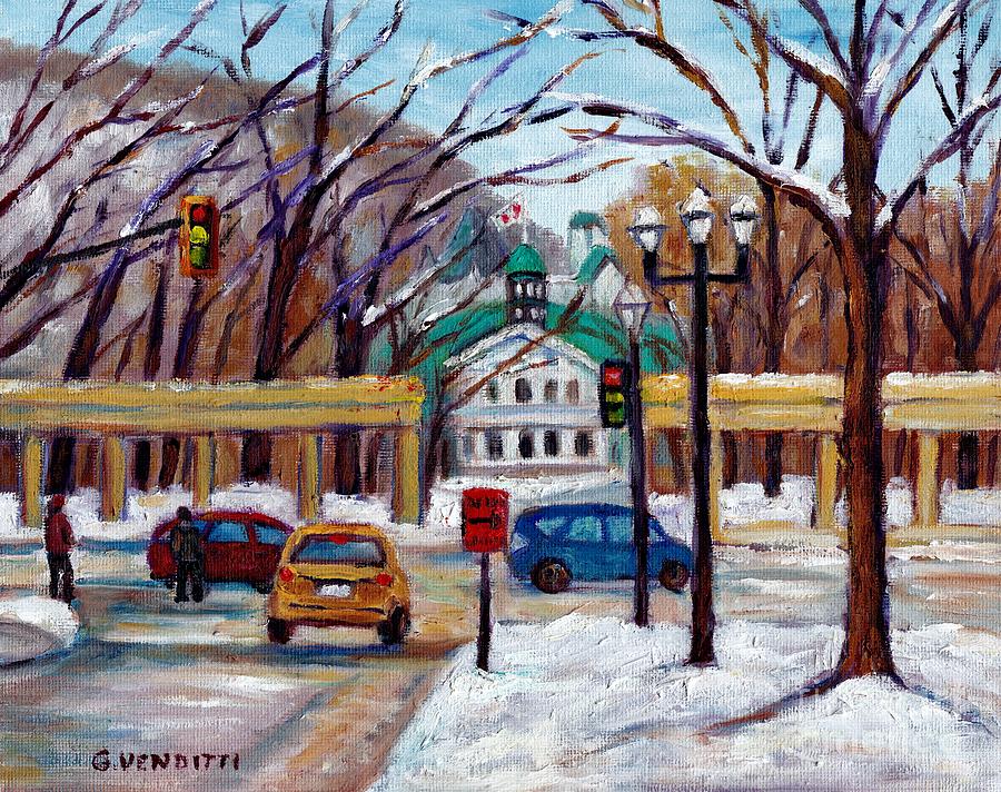 Roddick Gates Mcgill University Montreal Winter Painting Street Scene Art Grace Venditti             Painting by Grace Venditti