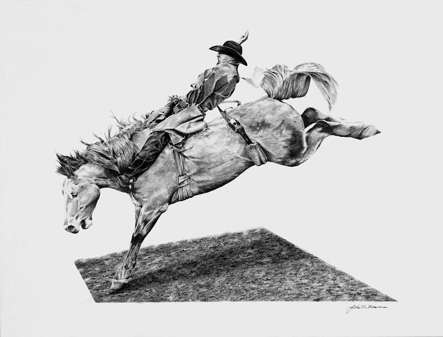Rodeo Bareback Rider Drawing by John Bowman Fine Art America