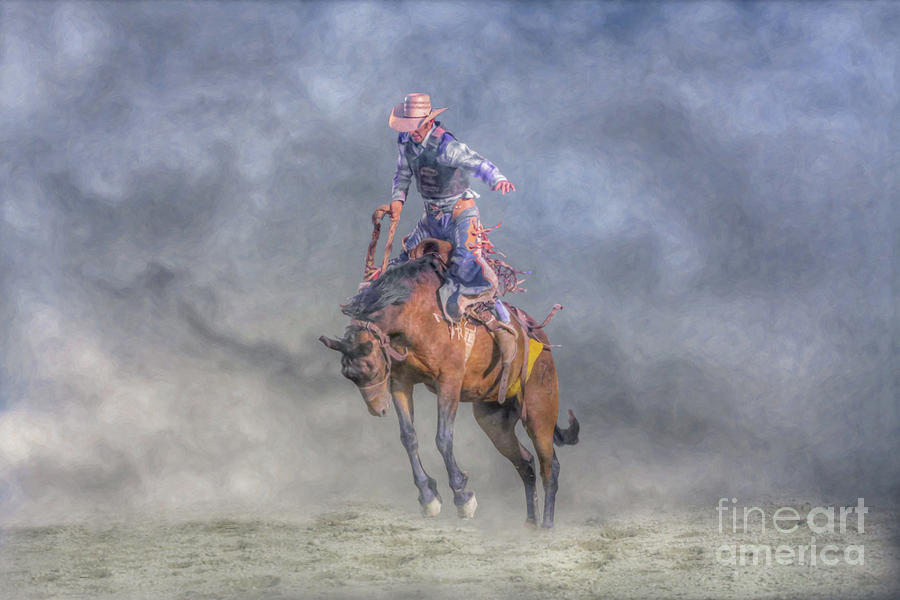 Rodeo Bronco Busting Two Digital Art by Randy Steele
