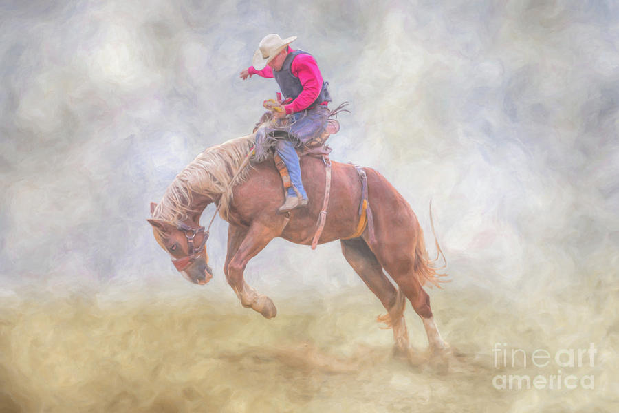 Rodeo Bronco Riding Digital Art by Randy Steele