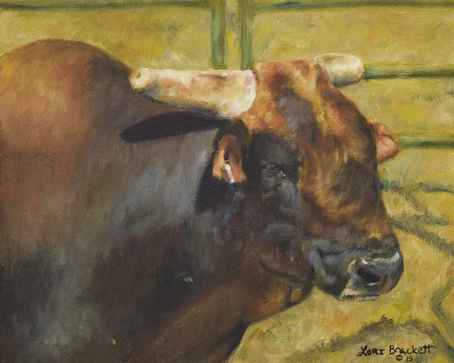 Rodeo Bull 1 Painting by Lori Brackett