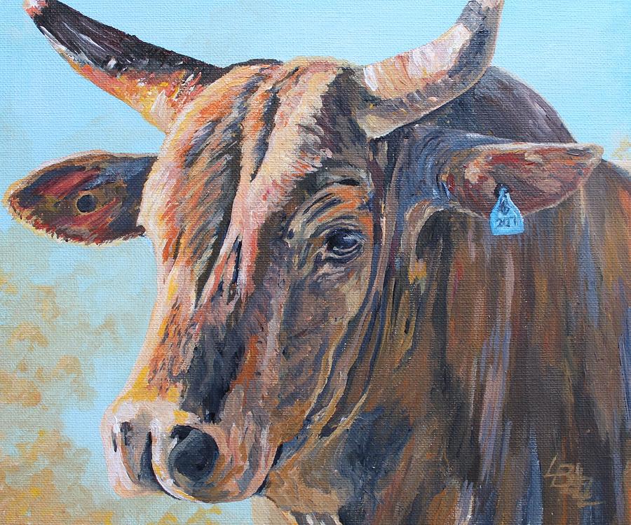 Rodeo Bull on exit Painting by Leonie Bell