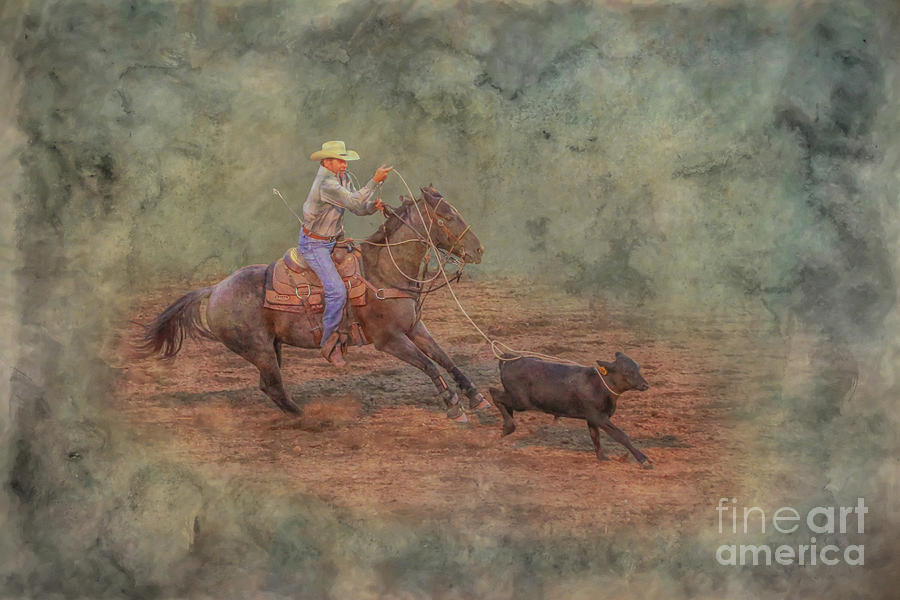 Rodeo Calf Roping Digital Art by Randy Steele