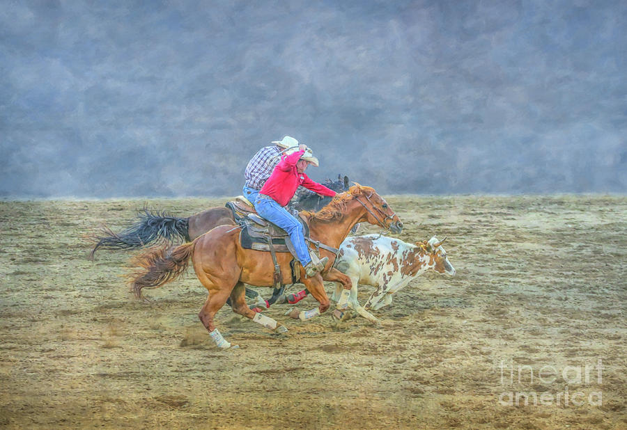 Rodeo Calf Roping Three Digital Art by Randy Steele