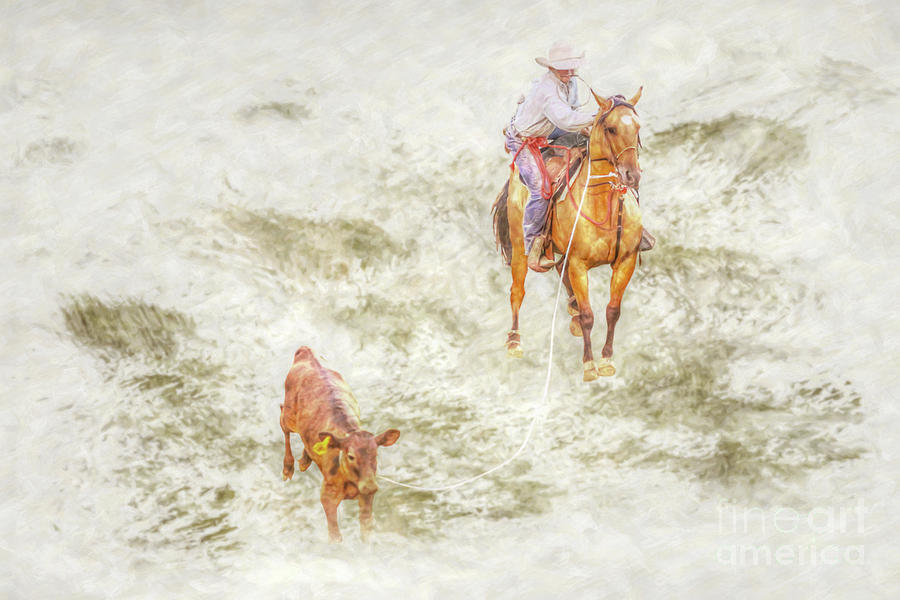 Rodeo Calf Roping Two Digital Art by Randy Steele