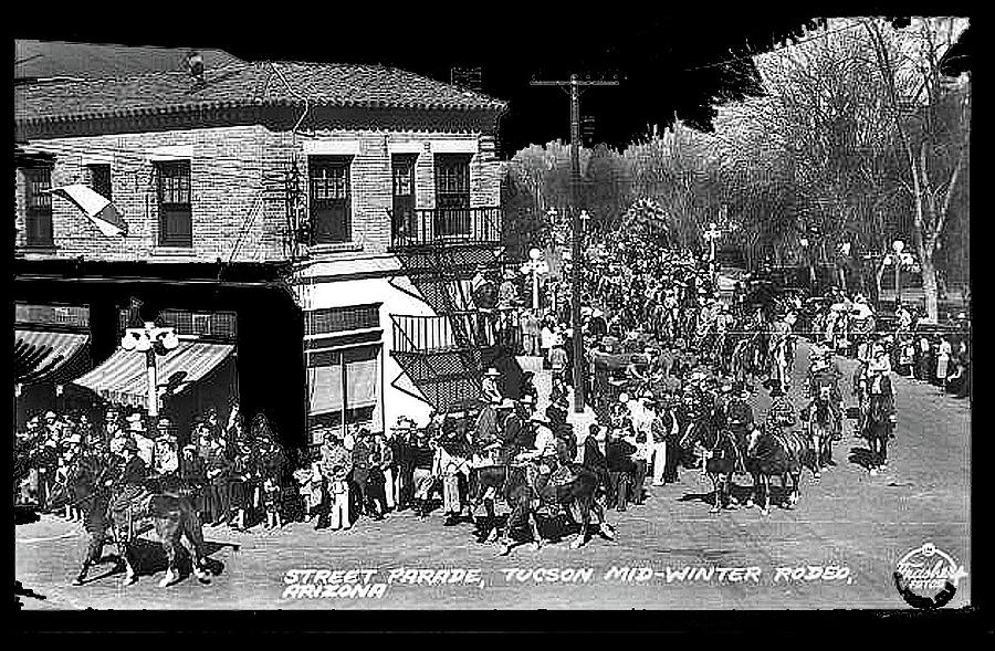 Rodeo parade Congress Hotel Burton Frasher photo circa 1937 color added 2016 Photograph by David Lee Guss